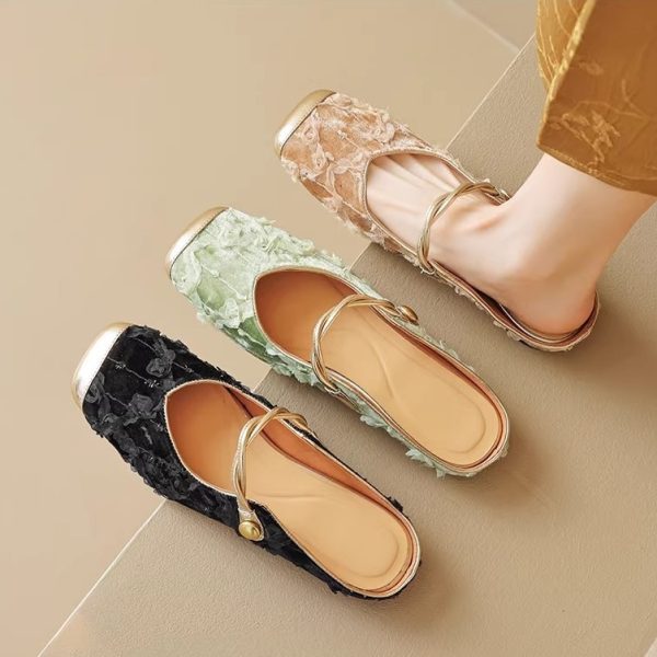 Gentle New Chinese Style Retro Chinese Style Baotou Half Slippers Women's Soft Sole French Sandals - Image 7