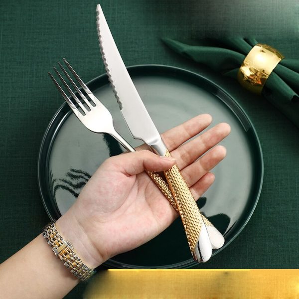 Home Tableware Cutlery Set Golden Cutlery Stainless Steel Dinnerware Set Silverware Cutlery Complete Fork Spoons Knives Set - Image 2