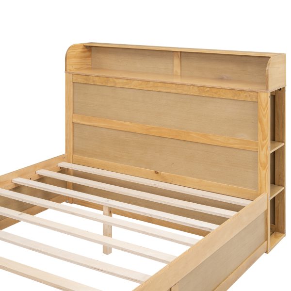 Full Size Platform Bed with Storage Headboard and a Big Drawer Wood Color - Image 18