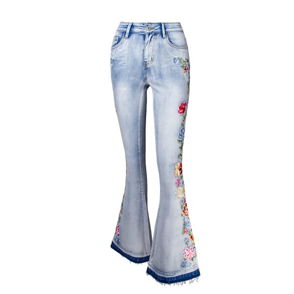 Flared Jeans Women Heavy Industry Three-Dimensional 3D Embroidery Jeans Trousers Flared Pants Large Size Women's Clothing - Image 5