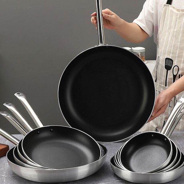 Flat Non-Stick Aluminum Alloy Frying Pan Household Omelette Pancake Steak Frying Pan - Image 2