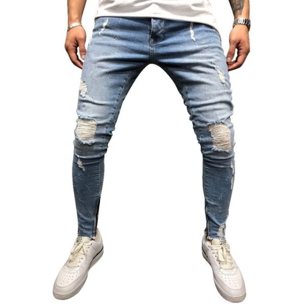 Ripped Side Striped Jeans Fashion Streetwear Mens Skinny Stretch Jeans Pants Slim Casual Denim Jeans jeans hombre - Image 7