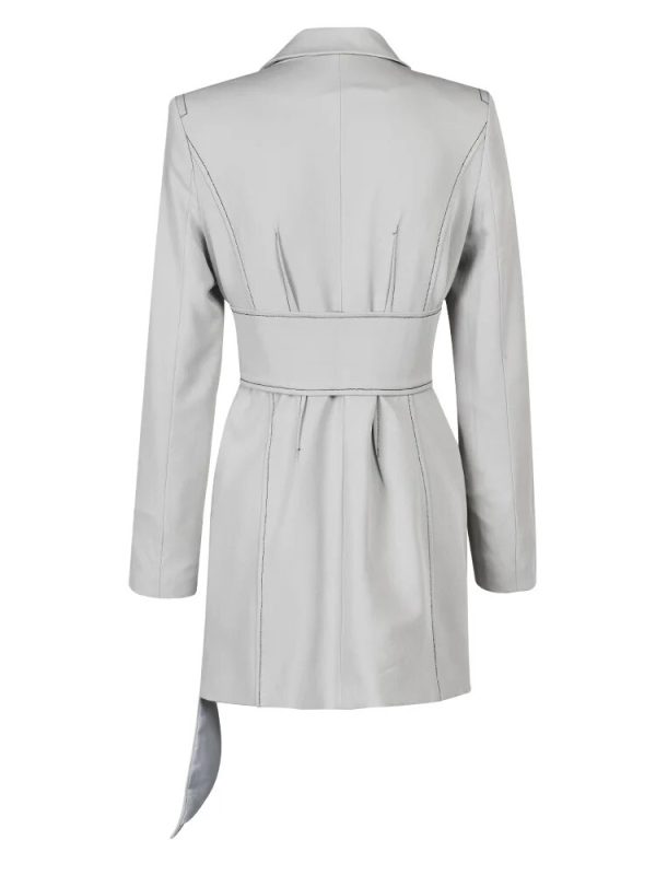 Gray Irregular Hem Belted Blazer Dress - Image 3