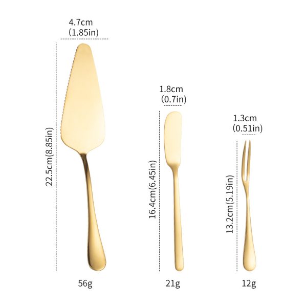 Gold Stainless Steel Cutting Cake Spatula Dessert Fork Cheese Butter Knife Spatula Birthday Wedding Party Gift Set - Image 2