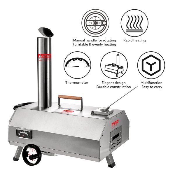 Semi-Automatic Silver 12 Outdoor Pizza Oven Portable Wood Fired Pizza Oven - Image 15