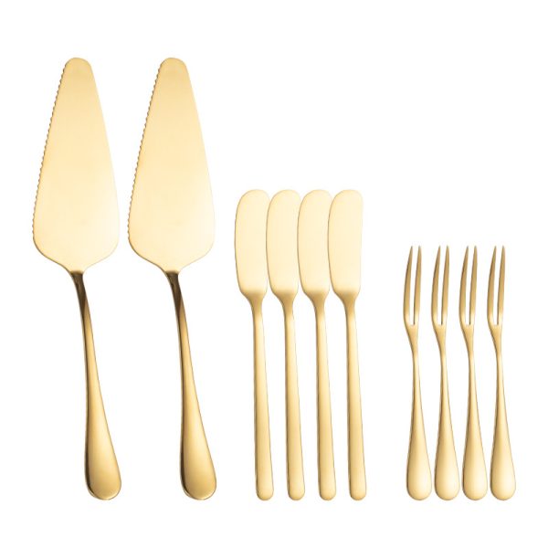 Gold Stainless Steel Cutting Cake Spatula Dessert Fork Cheese Butter Knife Spatula Birthday Wedding Party Gift Set - Image 5