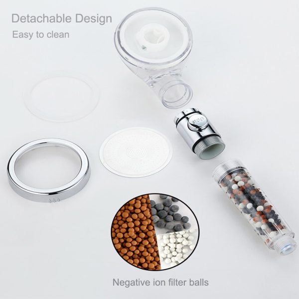 New Tourmaline balls Filter Shower Head Water saving 3 Modes adjustable SPA shower head on/off button high pressure shower - Image 6