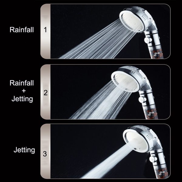 New Tourmaline balls Filter Shower Head Water saving 3 Modes adjustable SPA shower head on/off button high pressure shower - Image 3