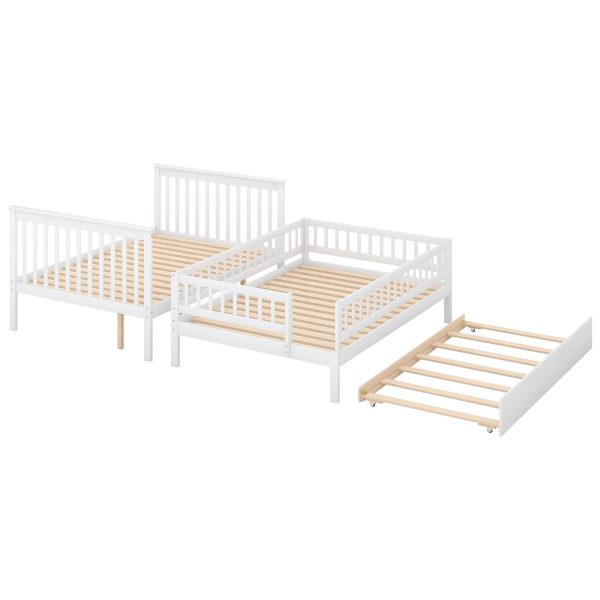 Full over Full Bunk Bed with Trundle and Staircase White - Image 4