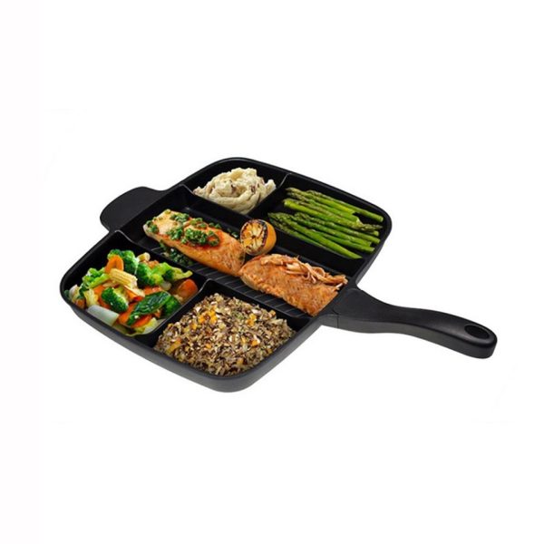 Frying Pan 5 in 1 Magic Grill Pan Master Pan Non-Stick Divided Grill Pan Fry Oven Skillet Cookware Kitchen Accessories - Image 2