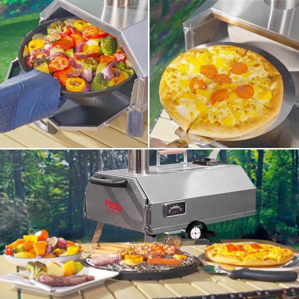 Semi-Automatic Silver 12 Outdoor Pizza Oven Portable Wood Fired Pizza Oven - Image 11