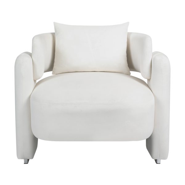 Modern design velvet lounge chair single sofa with pillows for living room bedroom(BEIGE) - Image 2