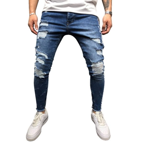 Ripped Side Striped Jeans Fashion Streetwear Mens Skinny Stretch Jeans Pants Slim Casual Denim Jeans jeans hombre - Image 8