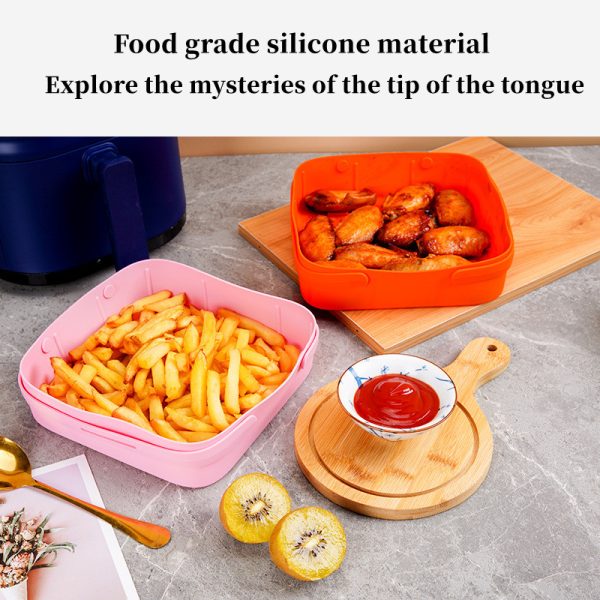 New Air Fryer Silicone Baking Pan Square Air Fryer Silicone Pot Folding Silicone Baking Pan Pad - Image 6