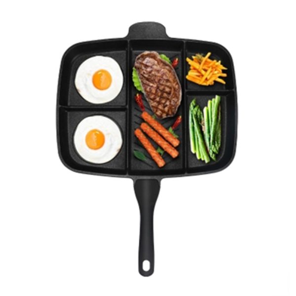 Frying Pan 5 in 1 Magic Grill Pan Master Pan Non-Stick Divided Grill Pan Fry Oven Skillet Cookware Kitchen Accessories - Image 3