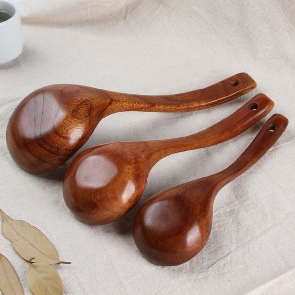 Long Handled Wooden Soup Spoons Bamboo  Wood  Kitchen Cooking Utensil Tools - Image 3