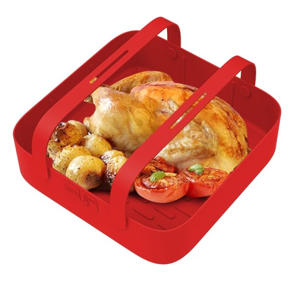 New Air Fryer Silicone Baking Pan Square Air Fryer Silicone Pot Folding Silicone Baking Pan Pad - Image 3