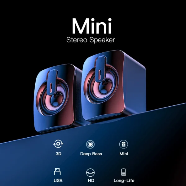 Mini Computer Speaker USB Wired Speakers 3D Stereo Sound Surround Loudspeaker For PC Laptop Notebook Not bluetooth Loudspeakers - Image 3