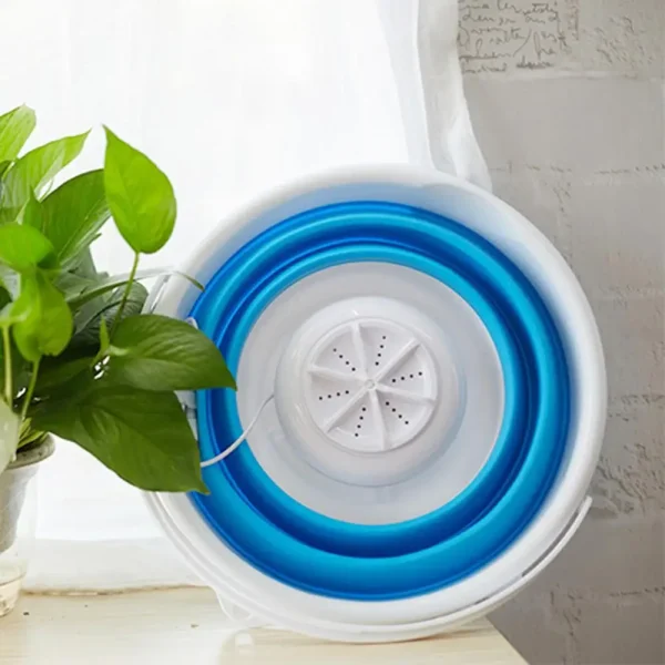 Portable Mini Washing Machine Ultrasonic Turbine Washing Machine Foldable Bucket Shape Laundry Clothes Washer for Home Travel - Image 4