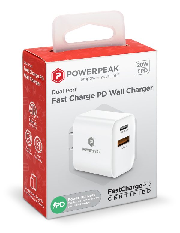 PowerPeak PD Wall Dual Port Charger 20W - White - Image 5