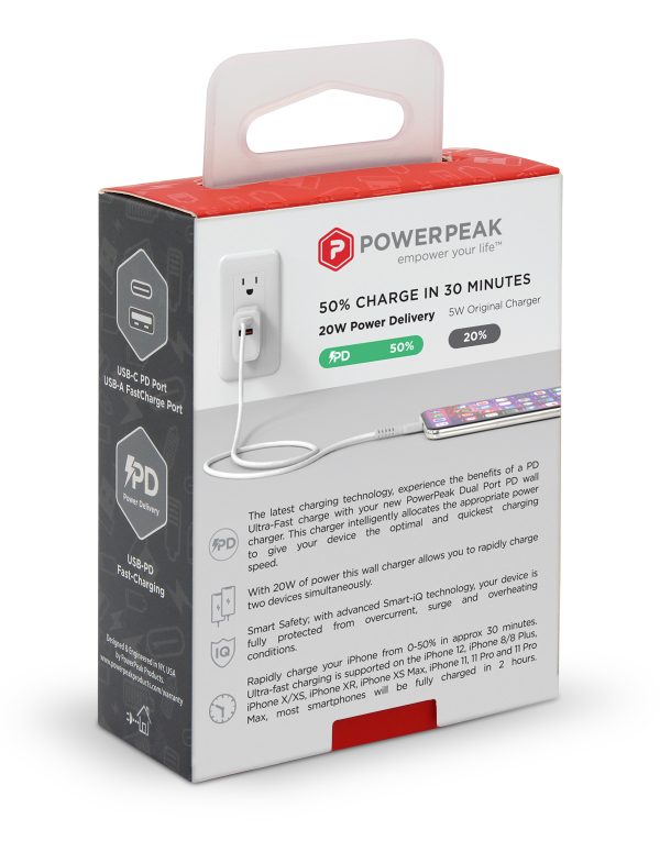 PowerPeak PD Wall Dual Port Charger 20W - White - Image 4