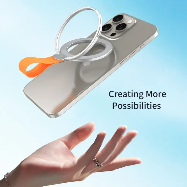 Magnetic Cell Phone Ring Holder for MagSafe Magnet Stand with Strap for IPhone 13 14 15 Samsung Mac Safe Removable Grip Bracket - Image 4