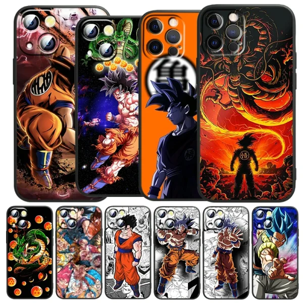 Japanese Art D-Dragon Ball Z For Apple iPhone 15 14 13 12 Pro Max Mini 11 Pro XS Max X XR 6 7 8 Plus SE 2020 Black Phone Case