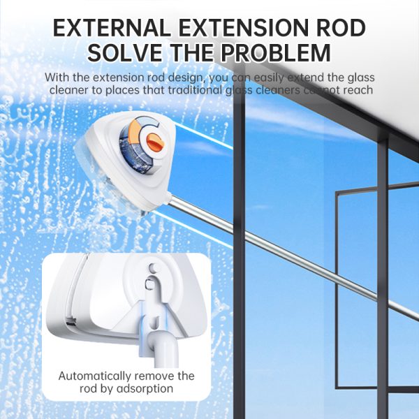 New magnetic glass cleaner with extended pole and double-sided water storage for high-rise home use. - Image 2