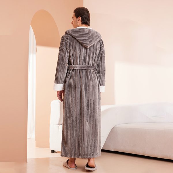 Couple's sleeping robe European size extra long plus fat hooded men's and women's bathrobe - Image 4