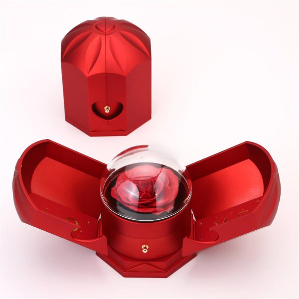 Double open rose gift box drawer style rose jewelry box angel wings Chinese Valentine's Day necklace gift box - Image 3