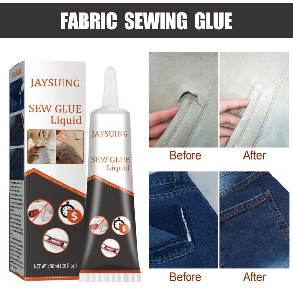 Jaysuing Cloth Repair Glue White Seam Glue Clothing Repair Glue Washable Ironing Cloth Adhesive Glue - Image 4