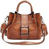 Double Leather Bucket Bag Handbag