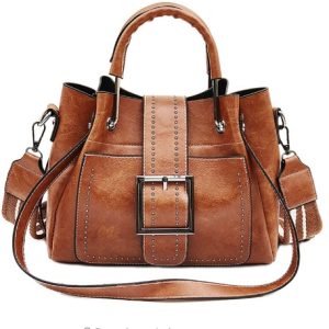 Double Leather Bucket Bag Handbag